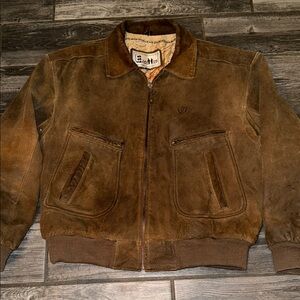 Men's Brown Suede Bomber Jacket